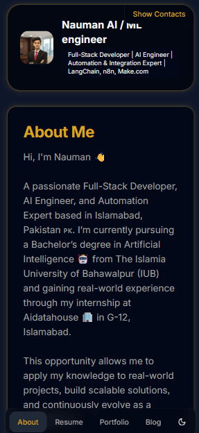 iamNuman – Personal Portfolio with Admin Dashboard screenshot 2